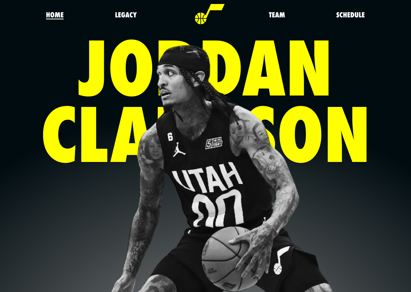 utah jazz landing page design featuring Jordan Clarkson